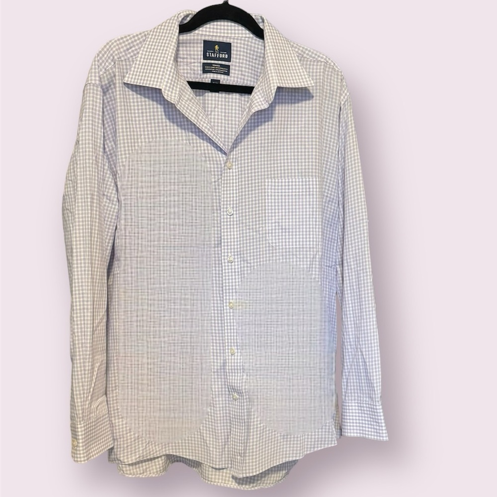 Stafford Checkered Dress Shirt, Light Purple/White